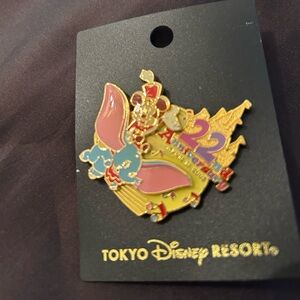 Disney Dumbo Enamel Pin - Gold and Pink Tokyo Resort pin